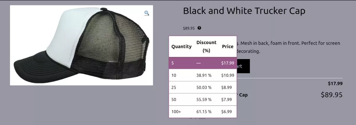 WoOCommerce の商品ページのスクリーンショット