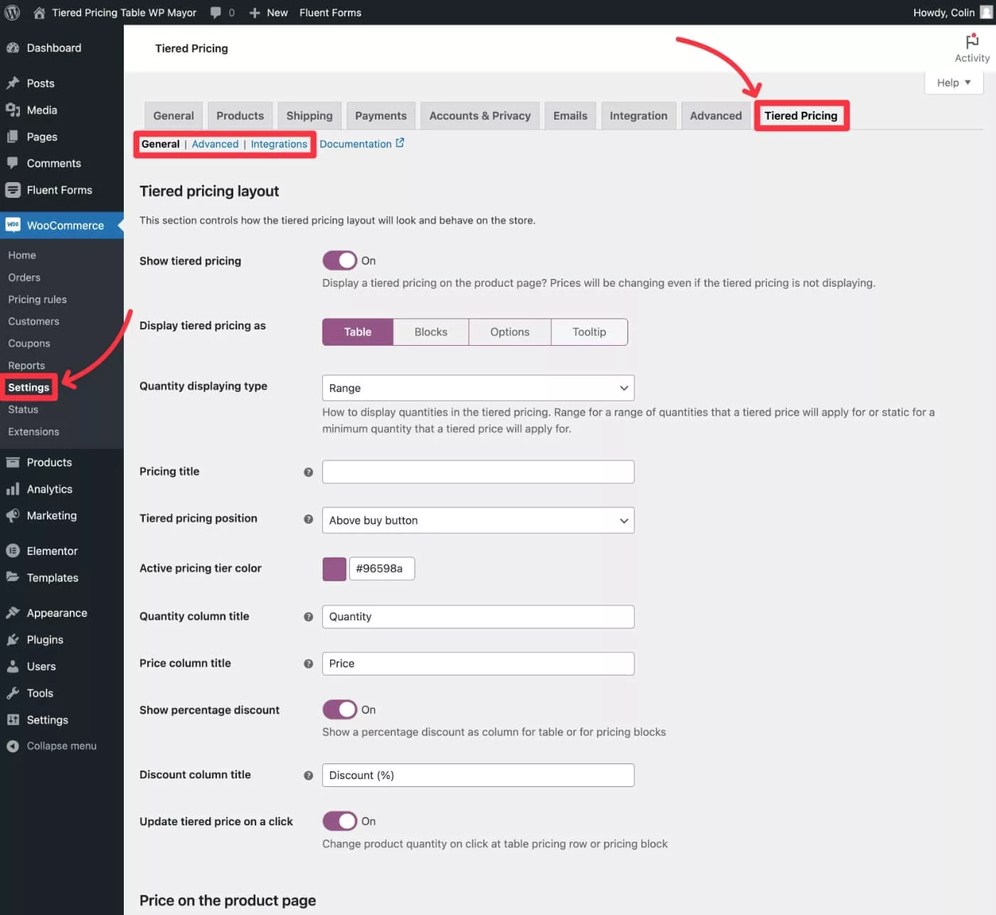 WooCommerce 设置的分层定价表