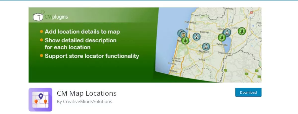 Cm Map Locations 플러그인 WordPress 페이지의 스크린샷