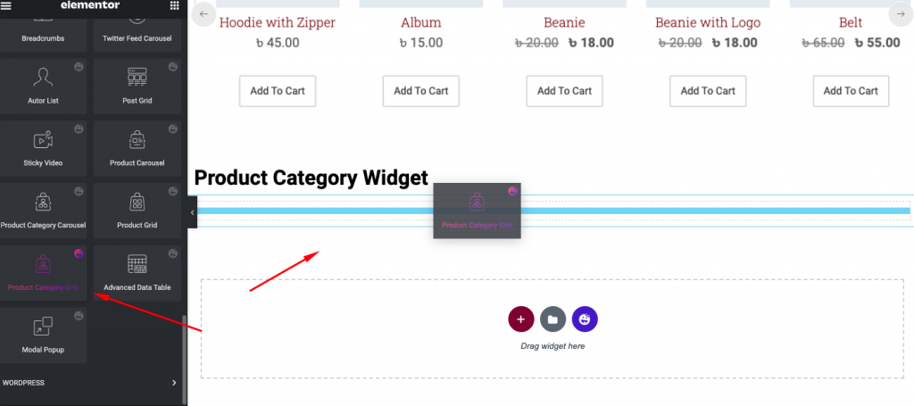 Widget categoria di prodotto
