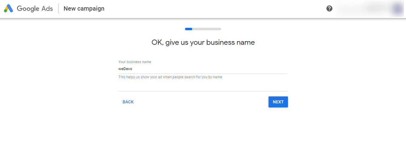 Establece el nombre de tu empresa