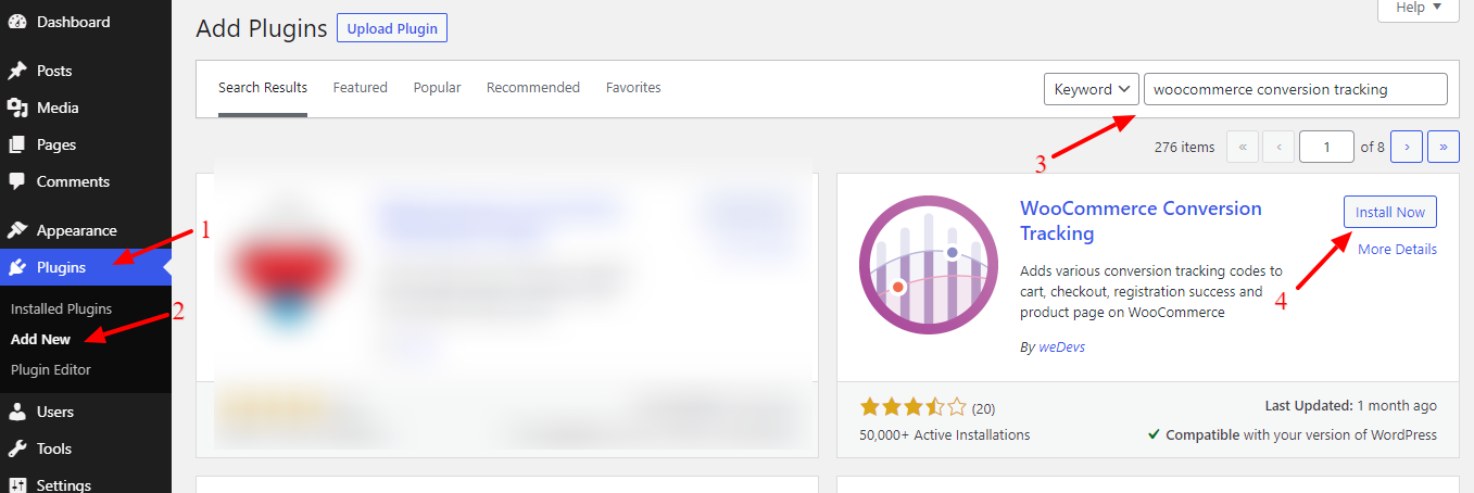 Instale el complemento de seguimiento de conversión de WooCommerce