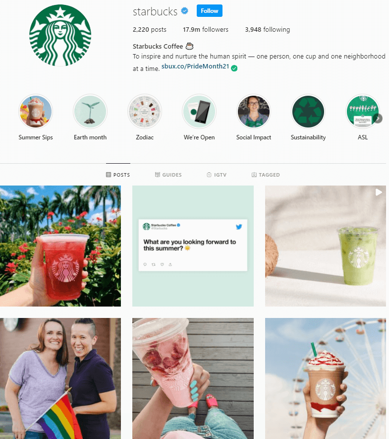 Starbucks auf Instagram