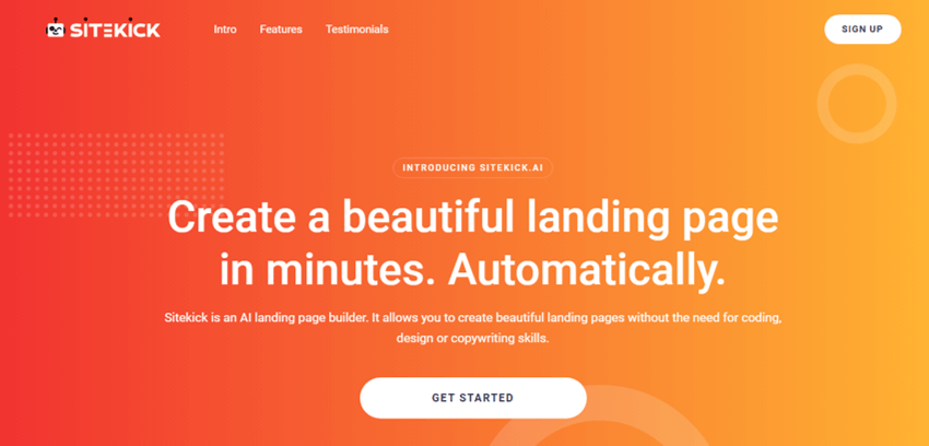 Sitekick AI Landing Page Builders
