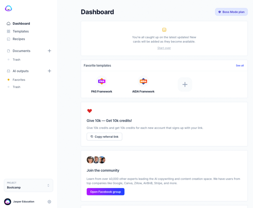 JasperAI ダッシュボード JasperAI Dashboard