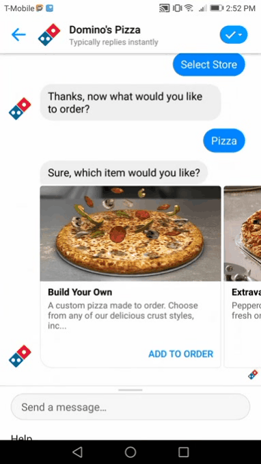 Chatbot Dominos pozwala użytkownikom dostosować pizzę bezpośrednio z Facebooka