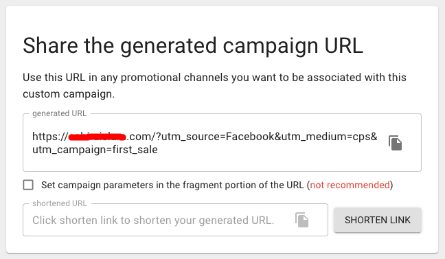 แบ่งปัน URL ของแคมเปญที่สร้างขึ้น