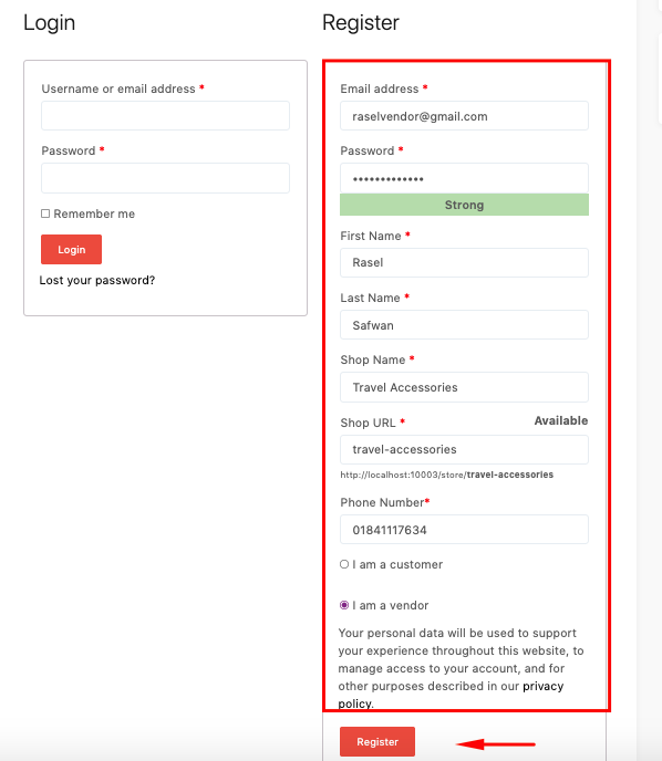 Formular de înregistrare
