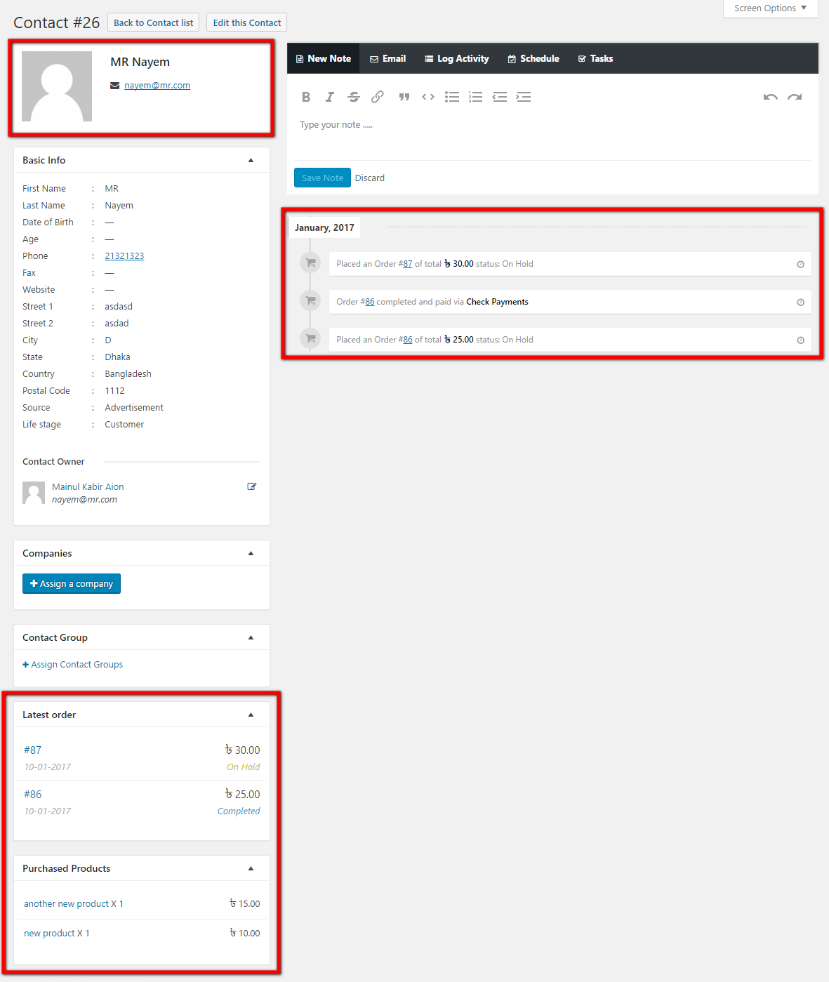 Wzbogacony profil użytkownika CRM