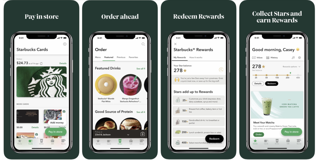 อินเตอร์เฟสแอพ Starbucks Mobile