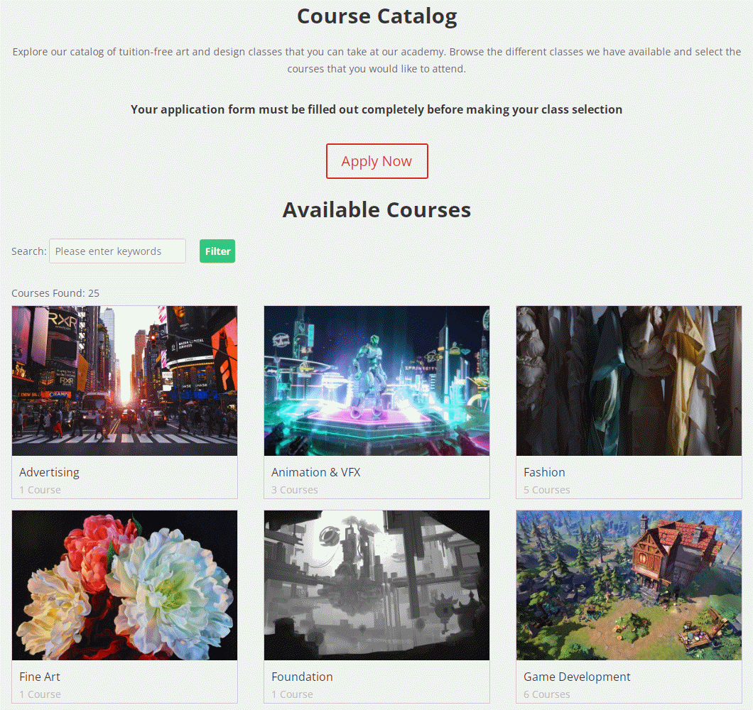 Exemple de catalogue de cours