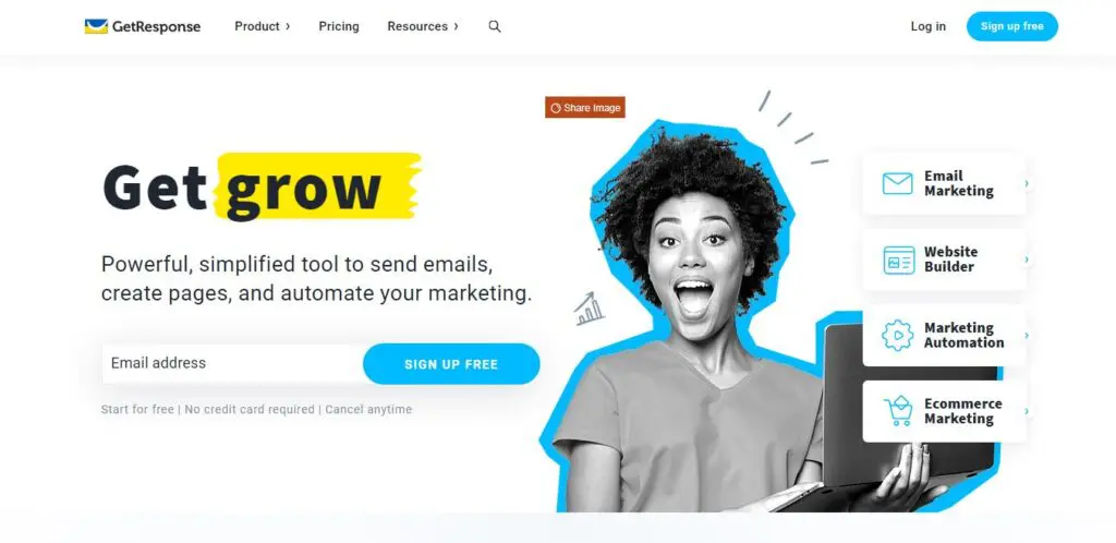 Ferramentas de marketing para comércio eletrônico GetResponse