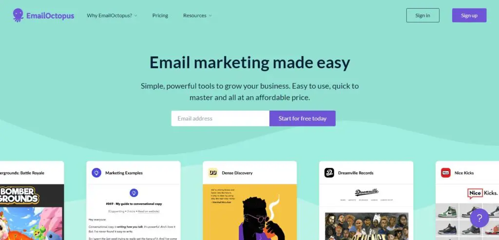 Ferramentas de marketing de comércio eletrônico EmailOctopus