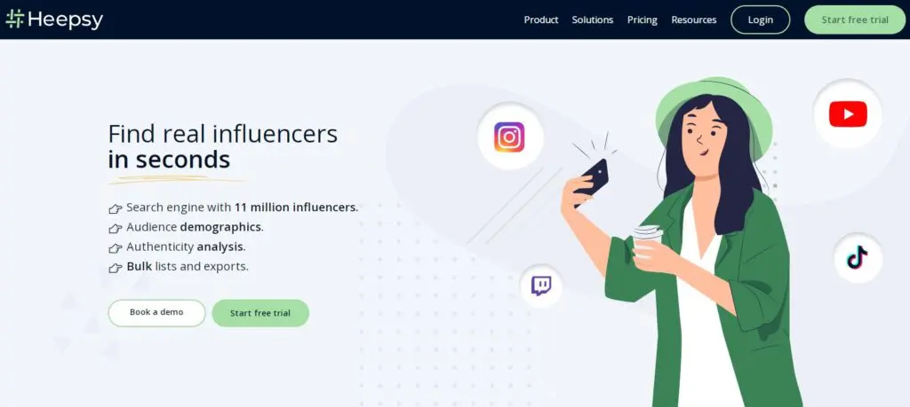 Plataformas de marketing de influencers Heepsy