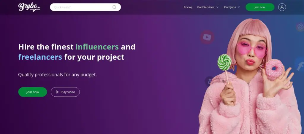 Plataforma gratuita de marketing de influencers Brybe