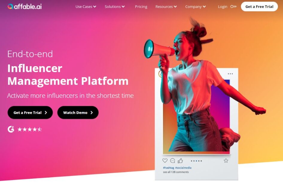 Plataforma de marketing de influencers afable