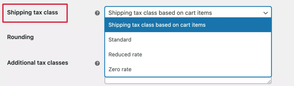 kelas pajak pengiriman woocommerce