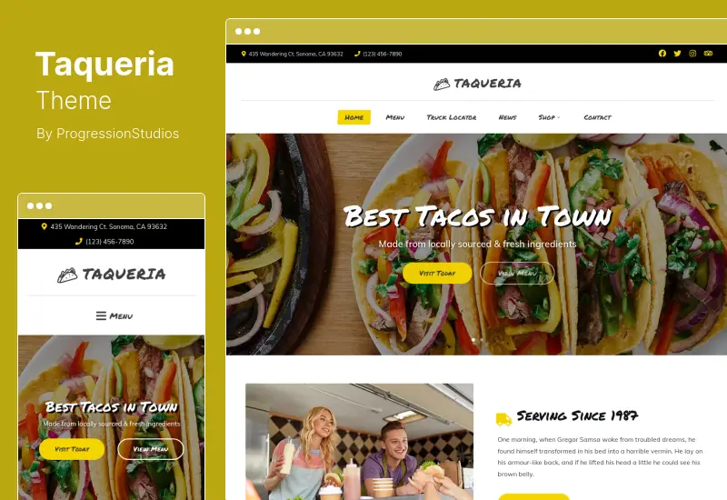 Taqueria Theme - 푸드 트럭 및 레스토랑 WordPress Theme