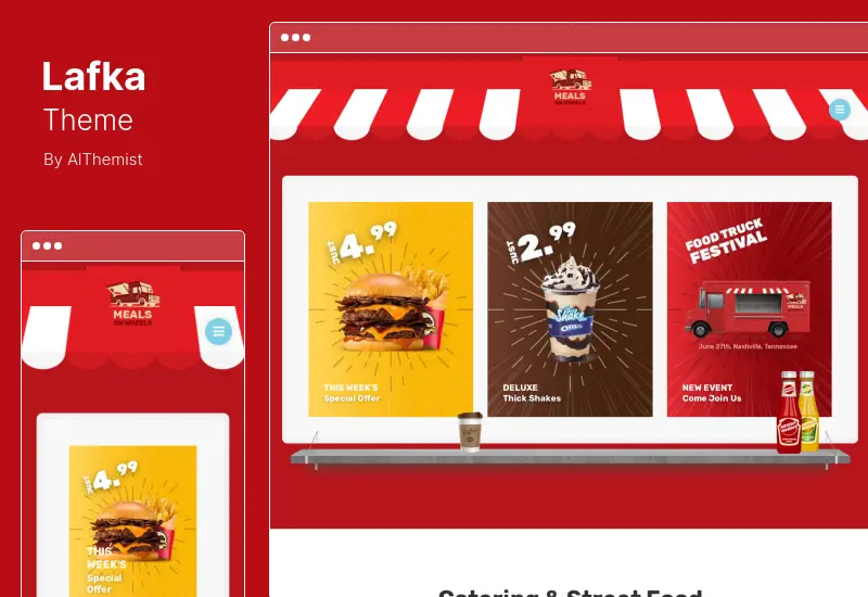 Lafka 테마 - 멀티 스토어 버거, 피자 및 음식 배달 WooCommerce 테마