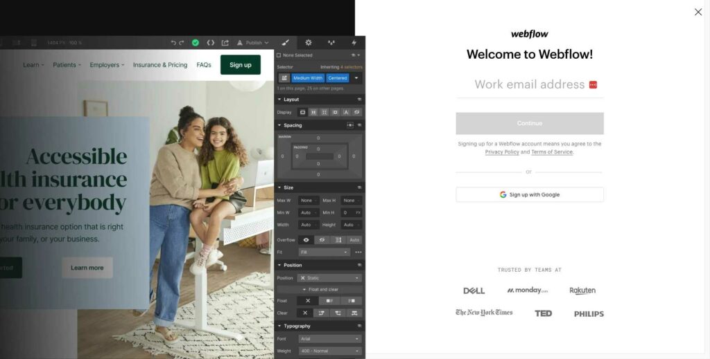 creați un cont WebFlow