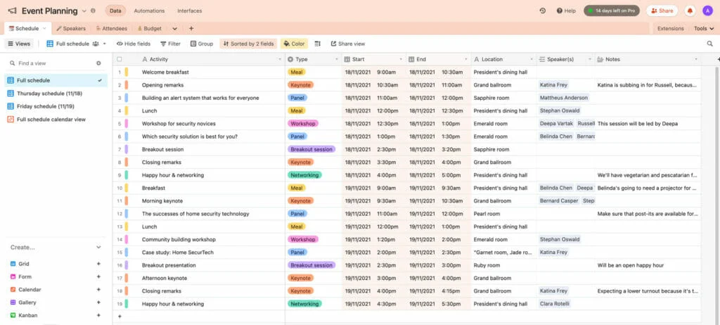 настройка данных в airtable