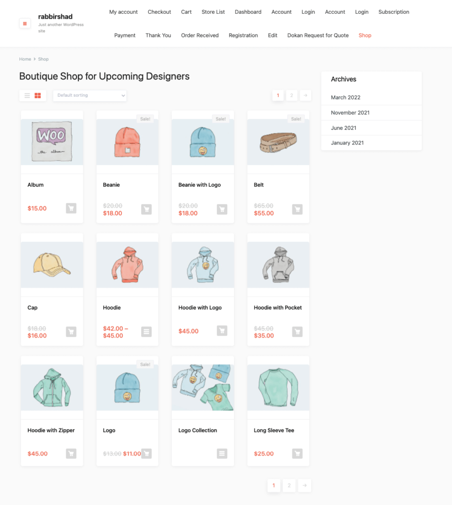 หน้าผลิตภัณฑ์ WooCommerce ปกติ
