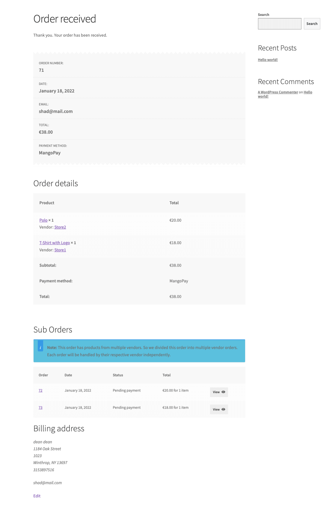 Szczegóły zamówienia WooCommerce
