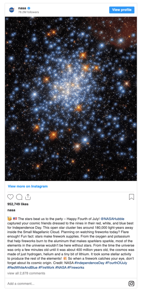 ハッシュタグを使用する NASA