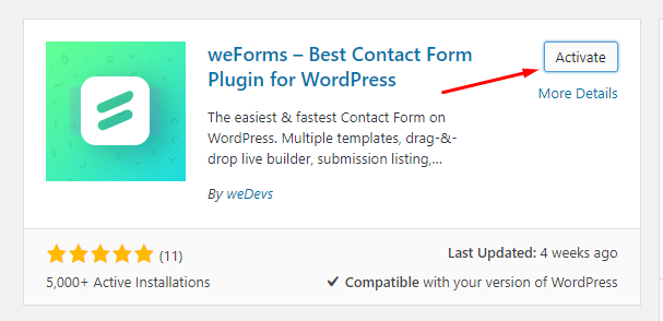 WeForms Plugin Formulir WordPress