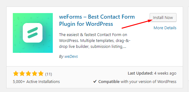 weForms Pembuat Formulir WordPress