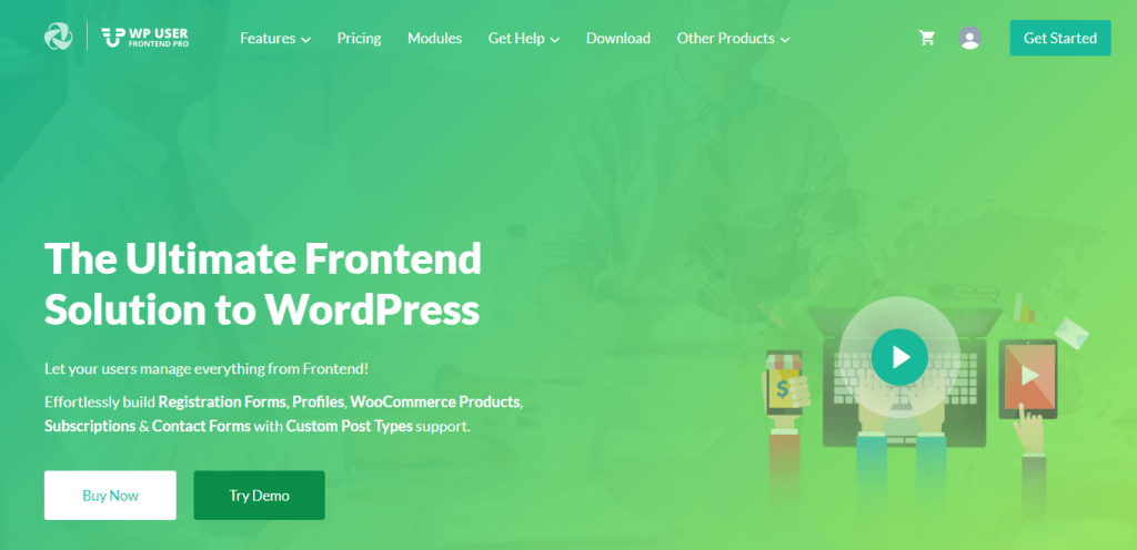 ภาพคุณลักษณะของ wp-user-frontend-pro เพื่อสร้างเว็บไซต์สมาชิก