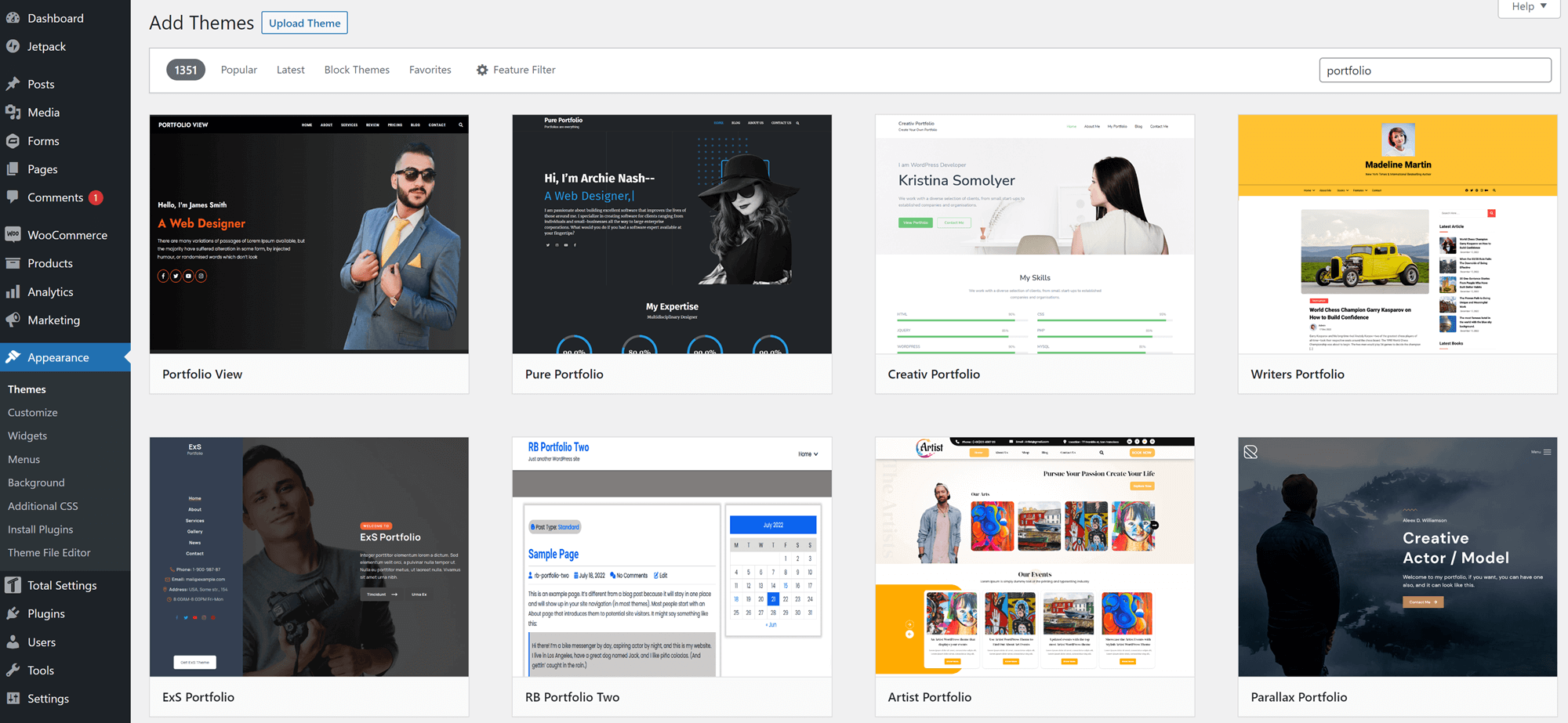 добавление тем портфолио в WordPress