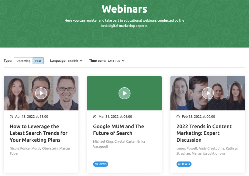 การสัมมนาผ่านเว็บ semrush
