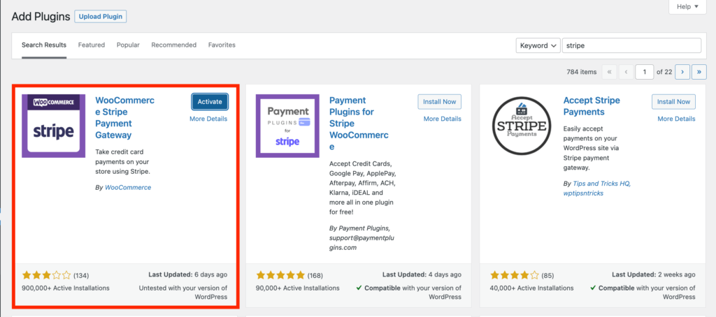 Installa il gateway di pagamento WooCommerce dal backend di WordPress