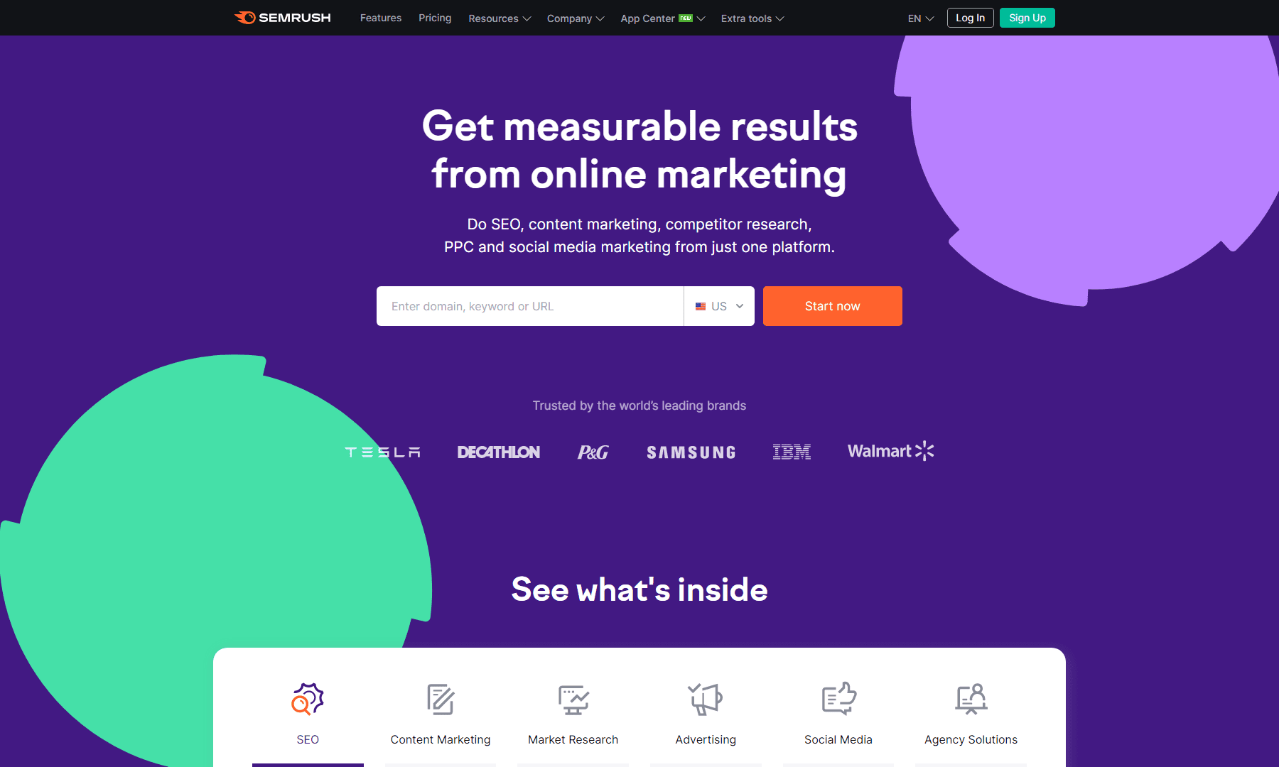 Semrush Homepage März 2023