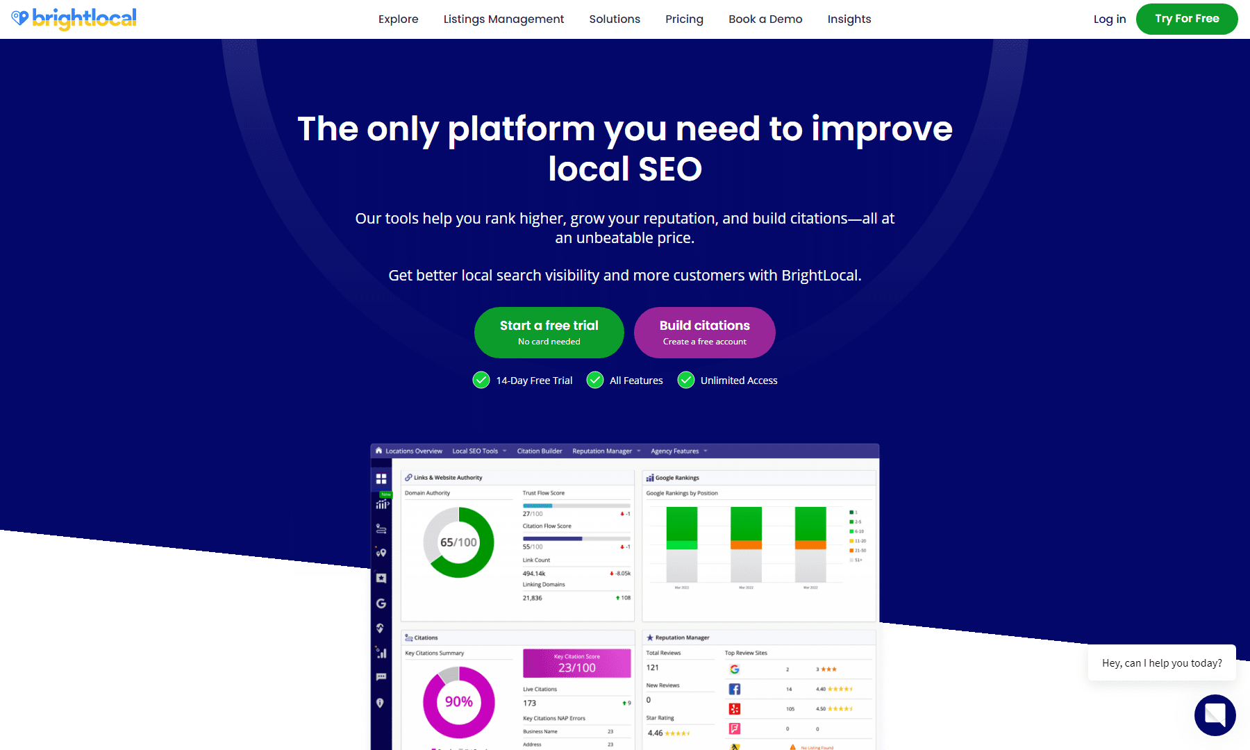 brightlocal Homepage März 2023