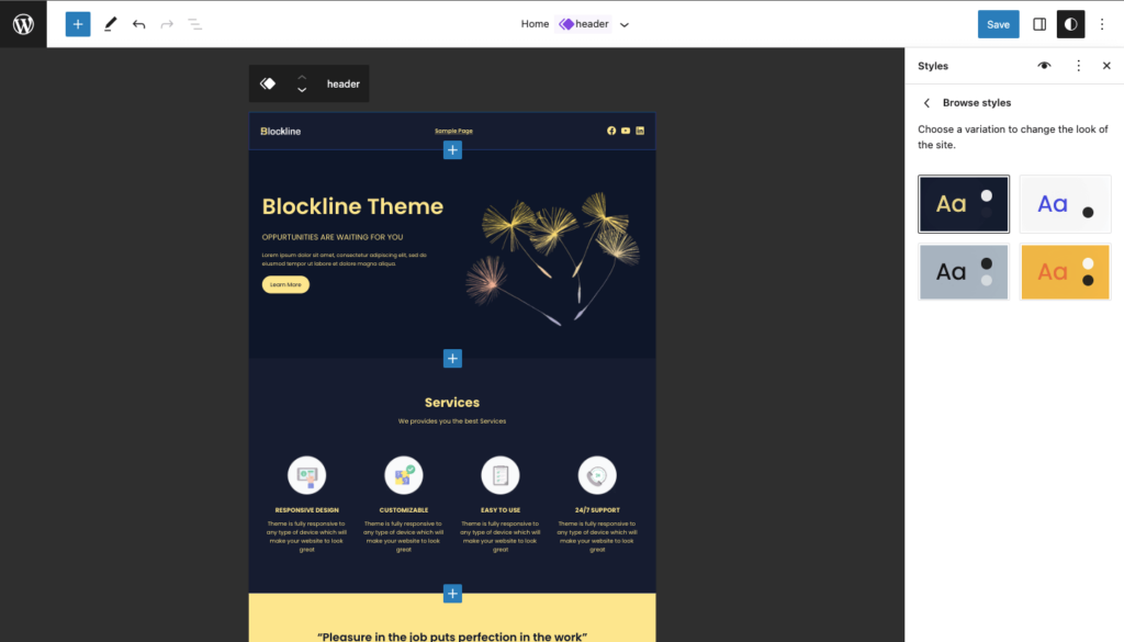 วิธีตั้งค่าเว็บไซต์โดยใช้ WordPress Block Editor 2023 7 blockline style 8324