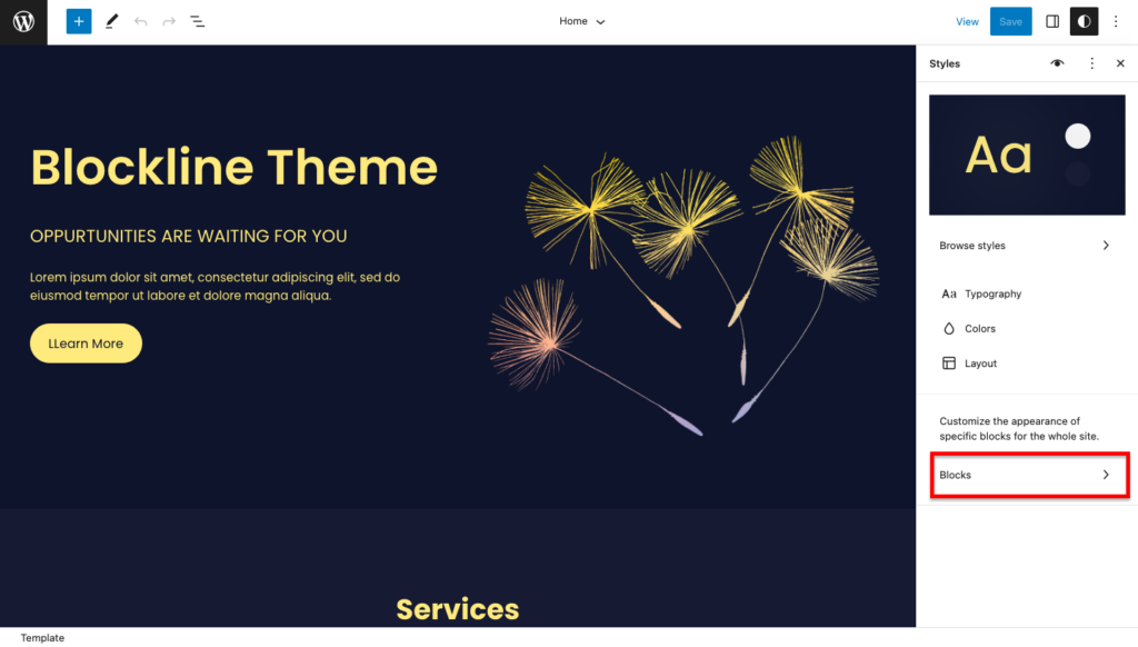 วิธีตั้งค่าเว็บไซต์โดยใช้ WordPress Block Editor 2023 9 customize blockline 8032