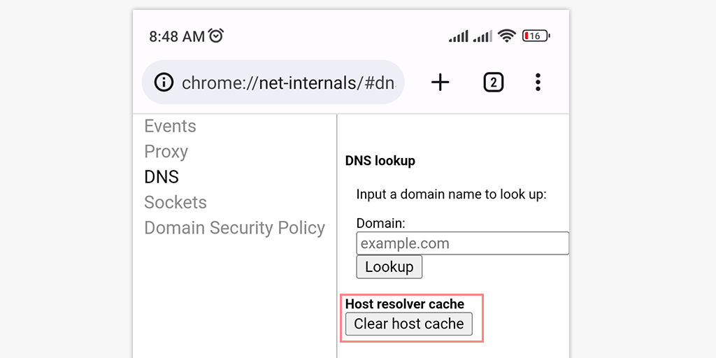 chrome://net-internals/#dns - Chrome 5'te DNS Önbelleğini Temizle chrome://net-internals/#dns Mobile