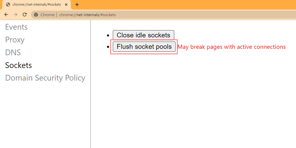 chrome://net-internals/#dns - Chrome 4'te DNS Önbelleğini Temizle Flush Socket pools in Chrome