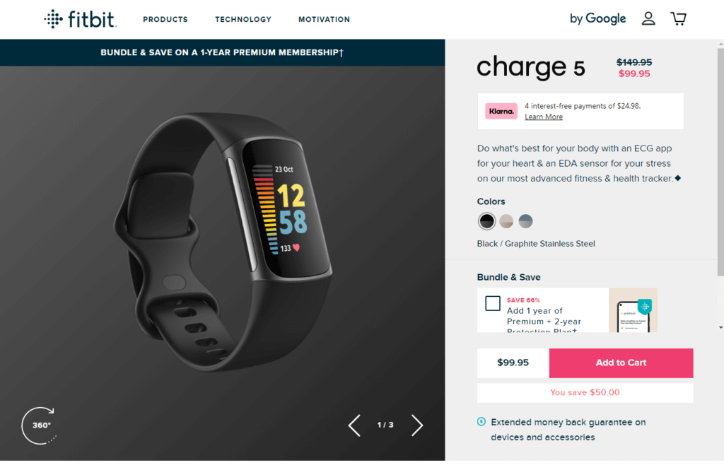 Strona produktu Fitbit