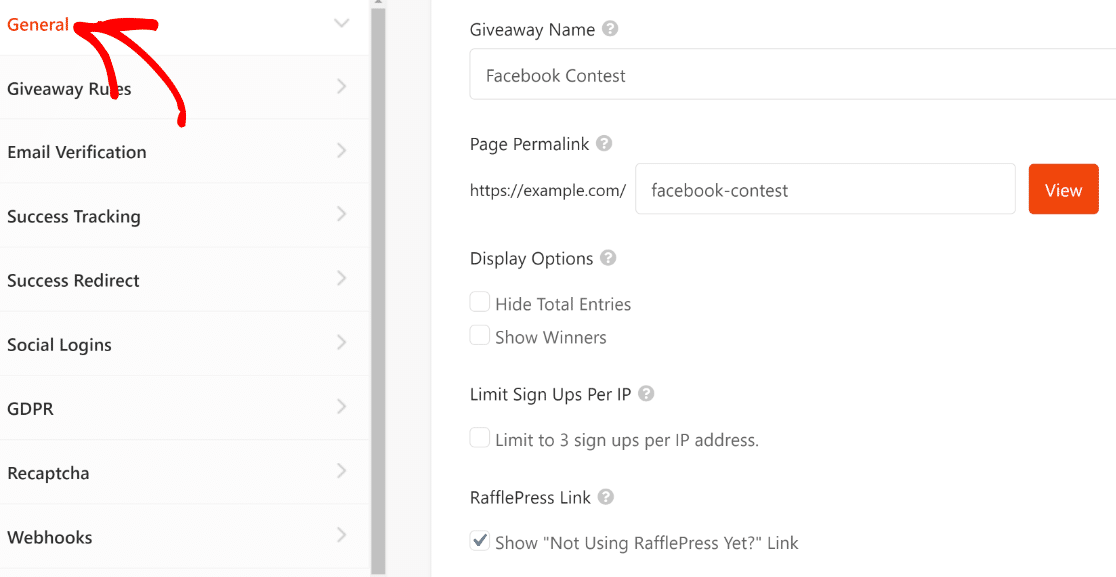 General settings