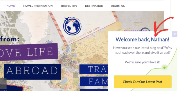 ปรับแต่งสไลด์ในยินดีต้อนรับข้อความใน SeedProd personalized slide in website welcome message examples