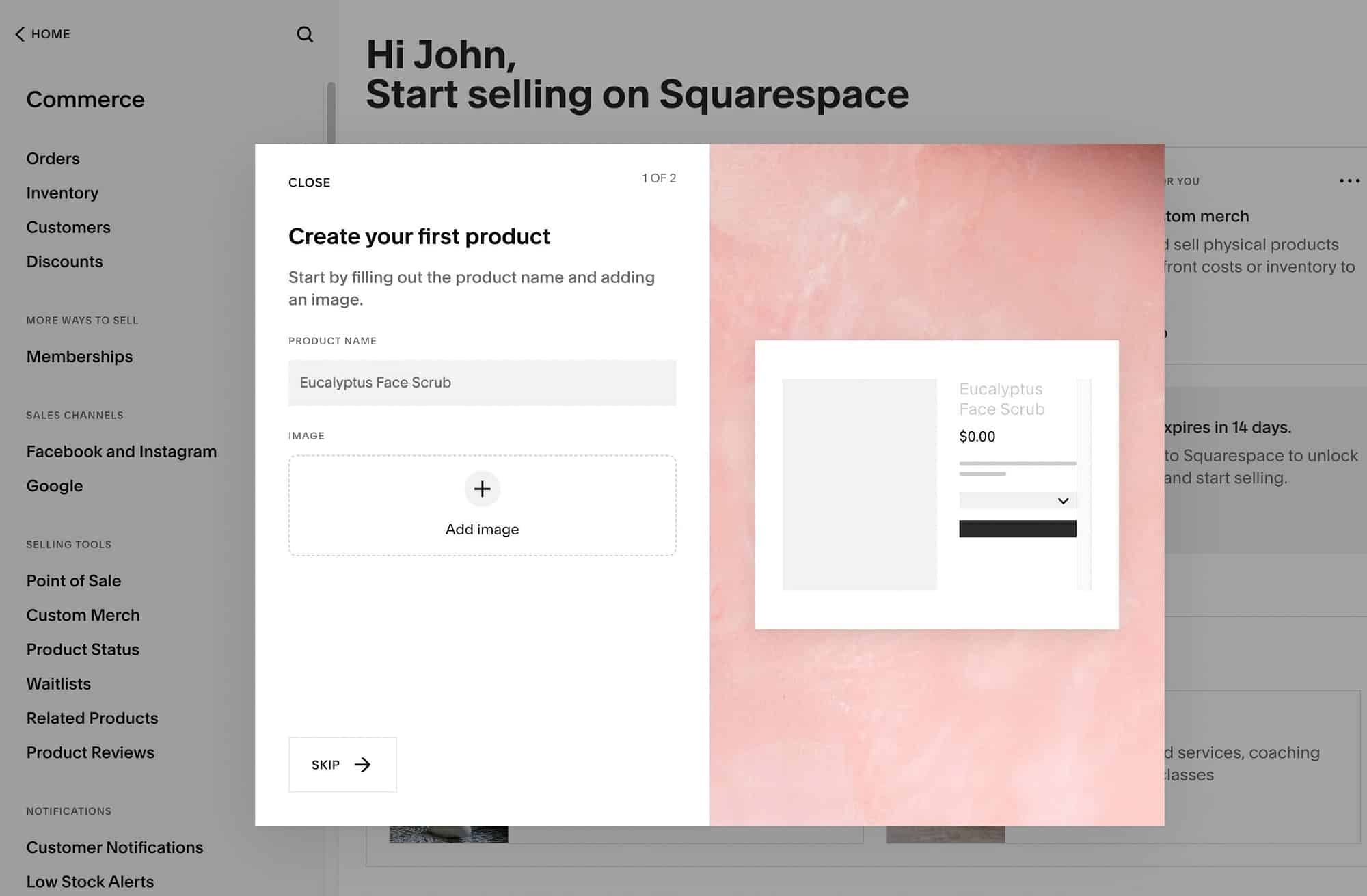 การเพิ่มผลิตภัณฑ์ใน Squarespace