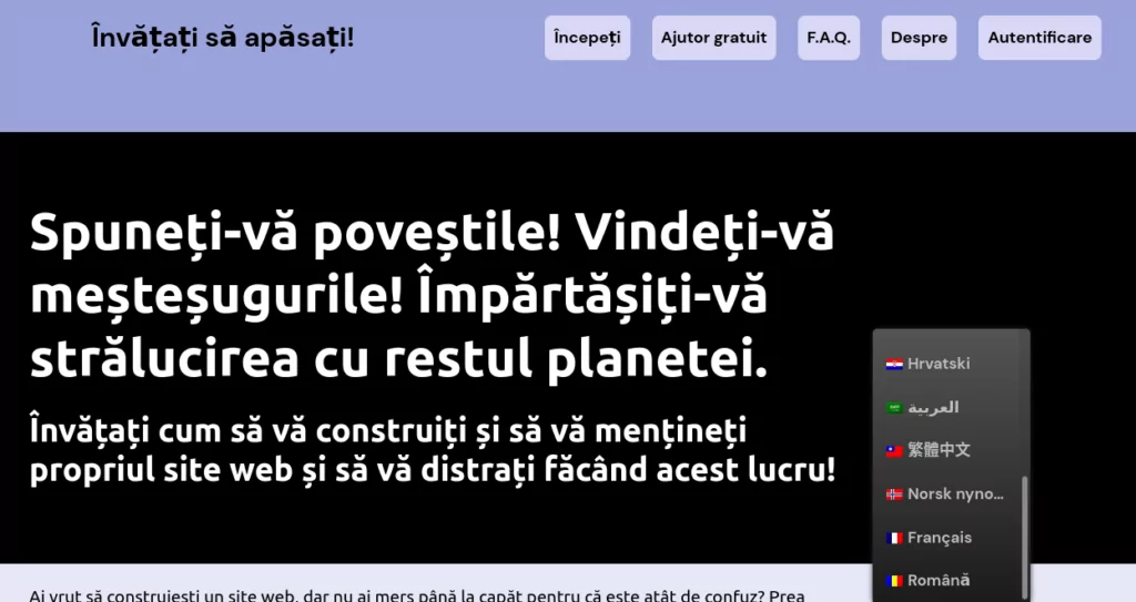 captură de ecran a comutatorului de limbi plutitoare de limbă TranslatePress