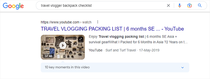 fragment wyszukiwania wideo video search snippet