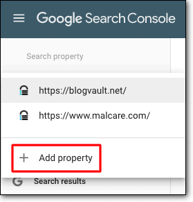 Google Search Console-Anzeigeneigenschaft