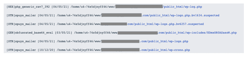 Daftar file yang diretas diterima dari host web