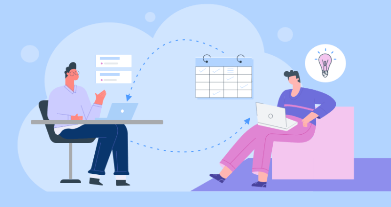 dos gerentes discutiendo diferentes tipos de horarios de trabajo
