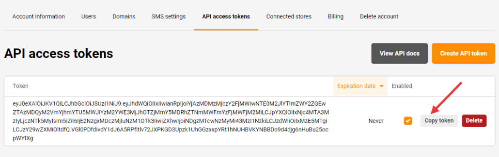 token de API